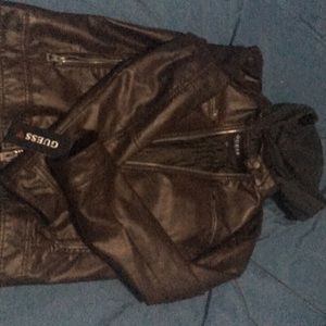 Guess faux leather jacket with removable hood.